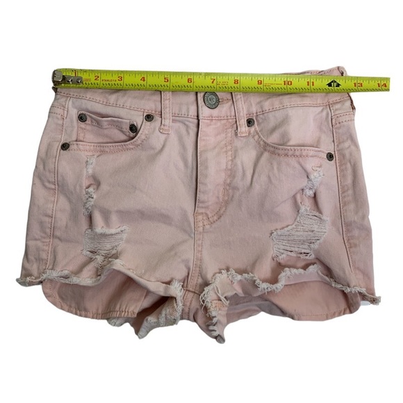 Aeropostale Women Shorts Size 0 Pink Distressed High Waisted Shorty - Picture 6 of 9